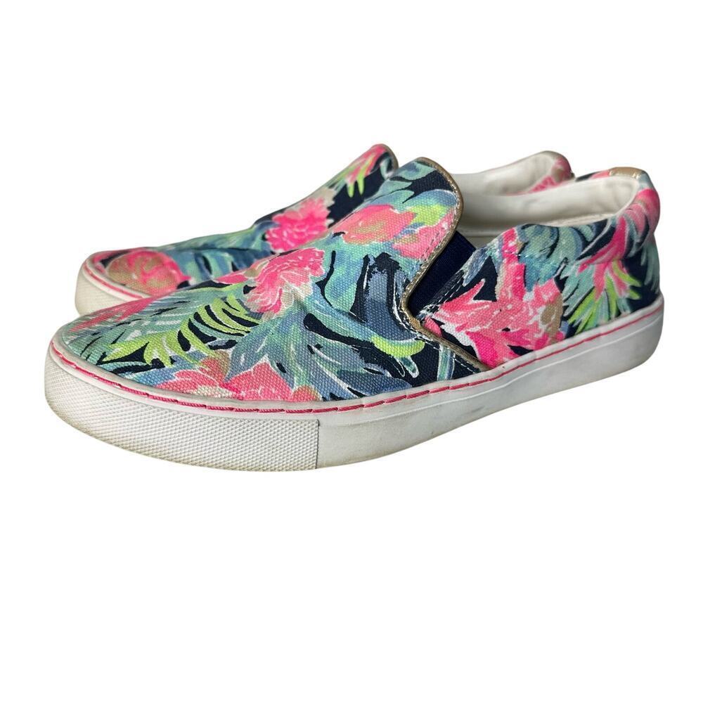 Lilly Pulitzer Sneakers Julie Shoes Floral Tropicolada Tropical Blue Pink 7